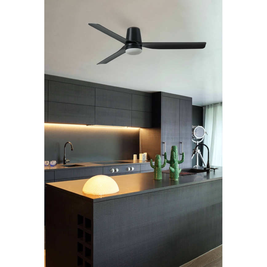 FARO 33830WT1S - LED ściemnialny wentylator sufitowy PUNT TUB M LED/18W/230V 2700/3000/4000K średnica 132 cm czarny Wi-Fi Tuya + pilot zdalnego sterowania
