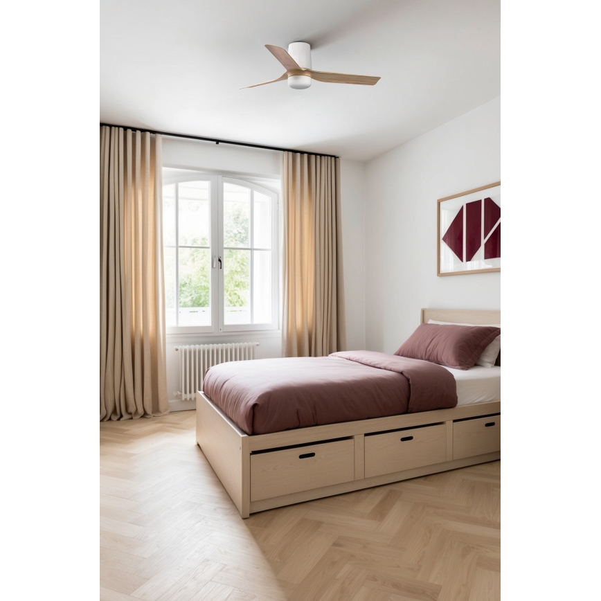 FARO 33833WT-1TW - LED Ściemnialny wentylator sufitowy MINI PUNT TUB S LED/10W/230V 2700/4000/6000K brązowe/biały śr. 90 cm Wi-Fi Tuya + pilot zdalnego sterowania