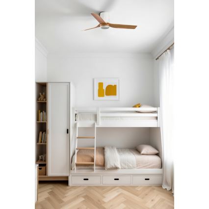 FARO 33833WT - Wentylator sufitowy MINI PUNT TUB S brązowy/biały śr. 90 cm Wi-Fi Tuya + pilot zdalnego sterowania