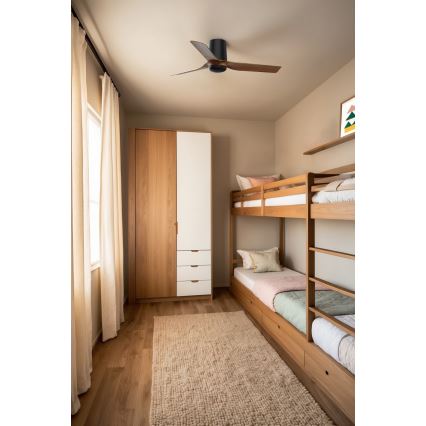 FARO 33835WT - Wentylator sufitowy MINI PUNT TUB S brązowy/czarny śr. 90 cm Wi-Fi Tuya + pilot zdalnego sterowania