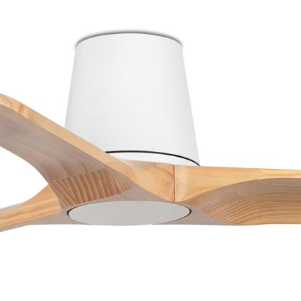FARO 33836 - Wentylator sufitowy HEYWOOD TUB S sosna/biały śr. 90 cm + pilot zdalnego sterowania