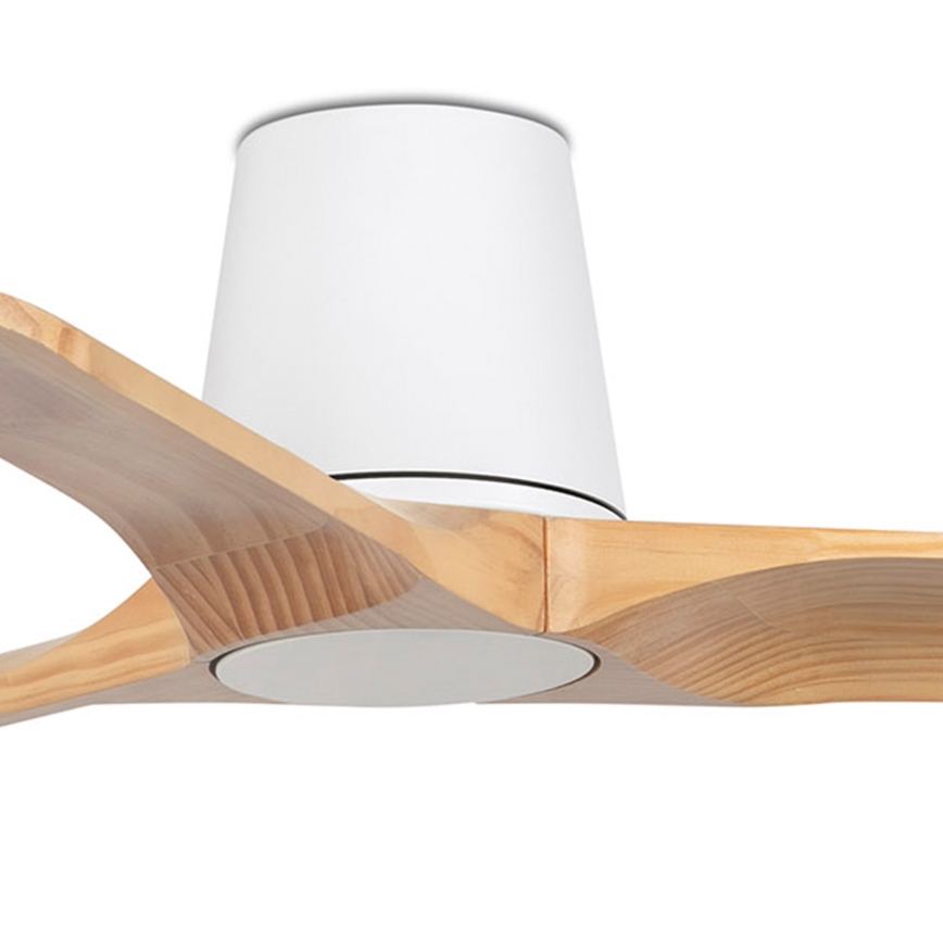 FARO 33836 - Wentylator sufitowy HEYWOOD TUB S sosna/biały śr. 90 cm + pilot zdalnego sterowania