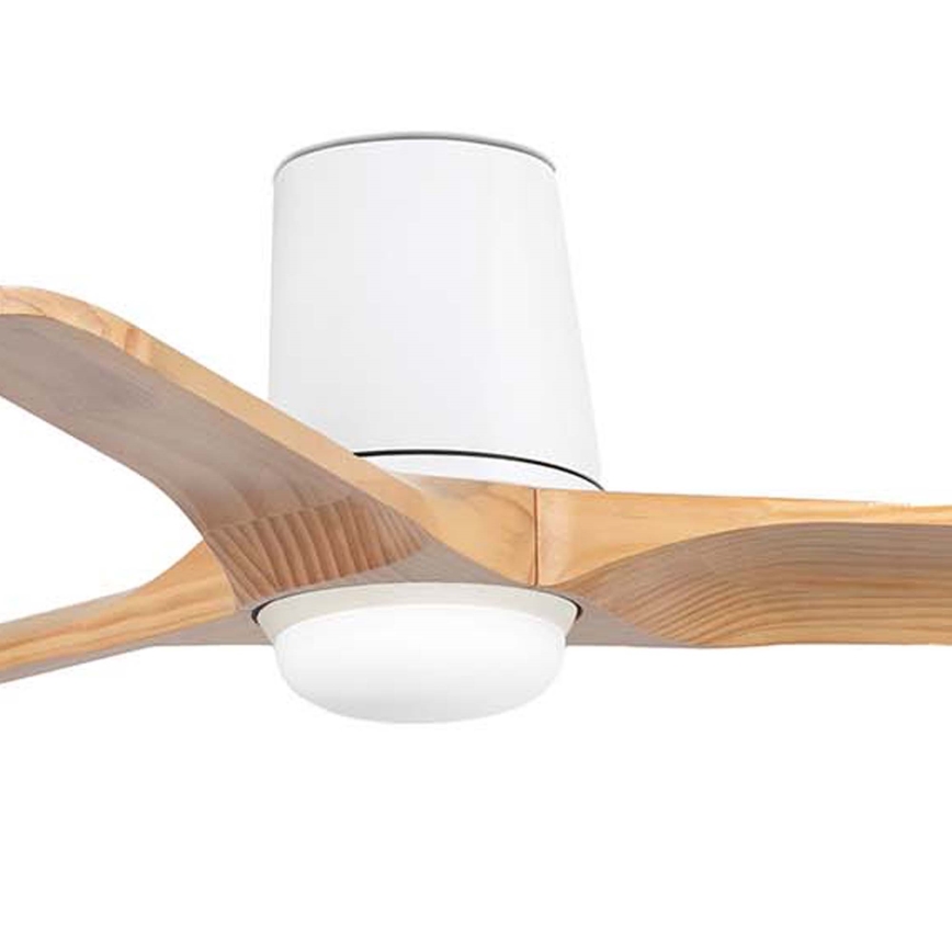 FARO 33836WT-1TW - Ściemnialny wentylator sufitowy HEYWOOD TUB z LED/10W/230V 2700/3000/4000K sosna/biały śr. 90 cm Wi-Fi Tuya + zdalne sterowanie