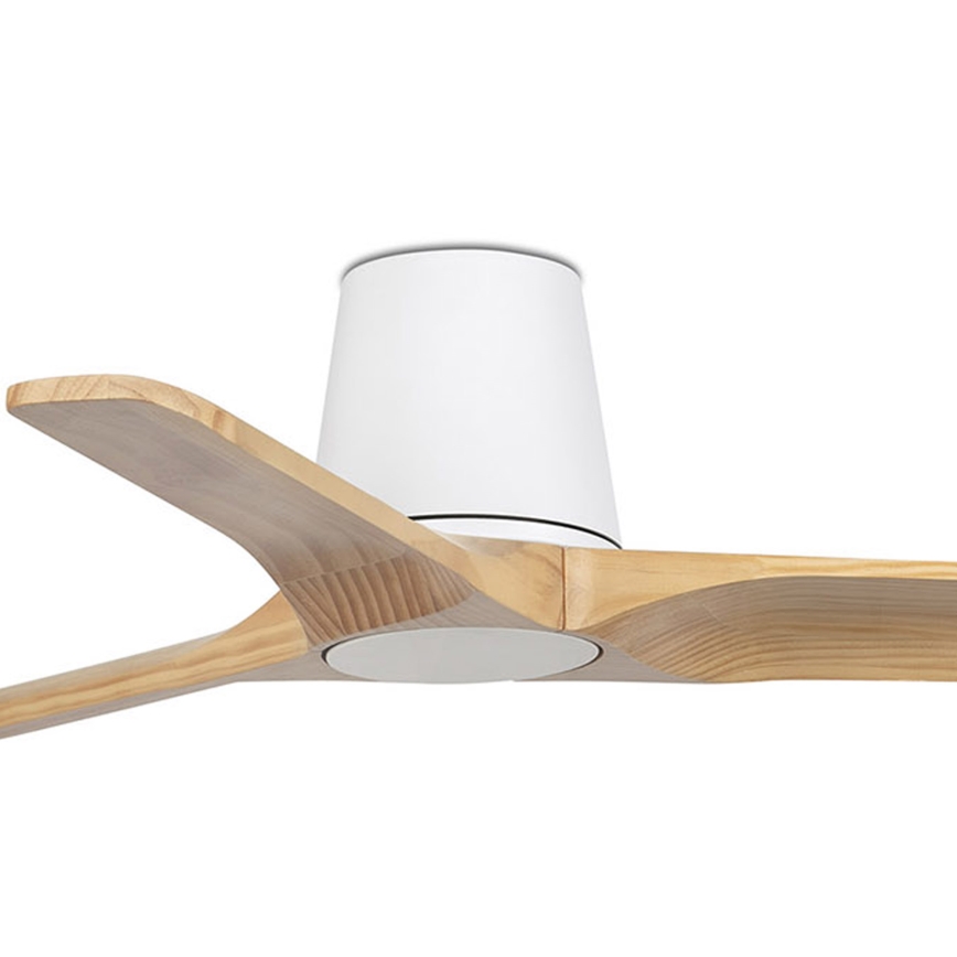 FARO 33836WT - Wentylator sufitowy HEYWOOD TUB S sosna/biały śr. 90 cm Wi-Fi Tuya + pilot zdalnego sterowania