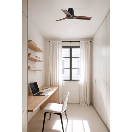 FARO 33837 - Wentylator sufitowy HEYWOOD TUB S sosna/czarny śr. 90 cm + pilot zdalnego sterowania
