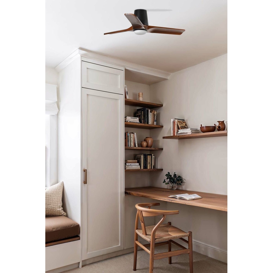 FARO 33837WT-1TW - LED Ściemnialny wentylator sufitowy HEYWOOD TUB S LED/10W/230V 2700/4000/6000K sosna/biały śr. 90 cm Wi-Fi Tuya + pilot zdalnego sterowania