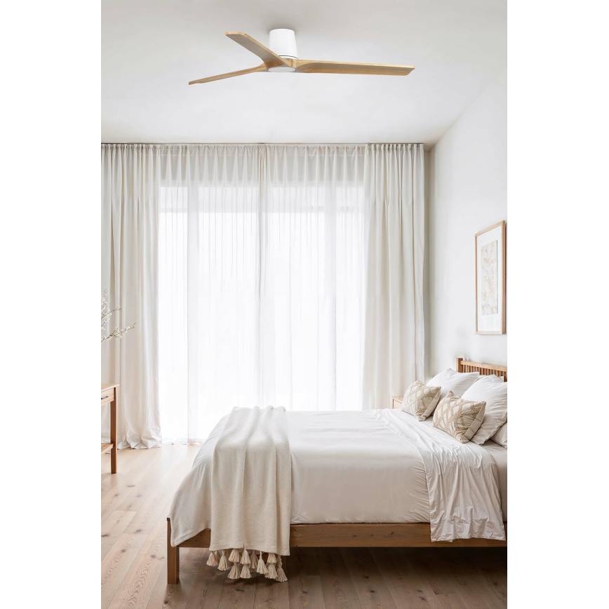 FARO 33838 - Wentylator sufitowy HEYWOOD TUB L sosna/biały śr. 132 cm + pilot zdalnego sterowania