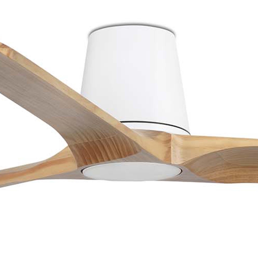 FARO 33838WT - Wentylator sufitowy HEYWOOD TUB L sosna/biały śr. 132 cm Wi-Fi Tuya + zdalne sterowanie
