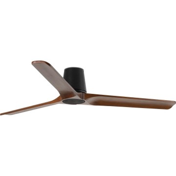 FARO 33839WT - Wentylator sufitowy HEYWOOD TUB L sosna/czarny śr. 132 cm Wi-Fi Tuya + pilot zdalnego sterowania