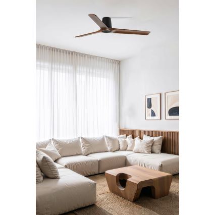 FARO 33839WT - Wentylator sufitowy HEYWOOD TUB L sosna/czarny śr. 132 cm Wi-Fi Tuya + pilot zdalnego sterowania
