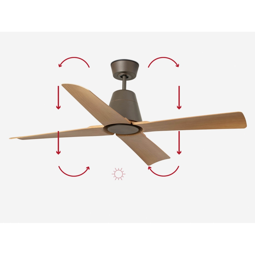 FARO 34106- Wentylator sufitowy TYPHOON M brown śr. 130 cm IP44 + pilot zdalnego sterowania