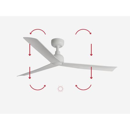FARO 34274 - Wentylator sufitowy MARINE M biały śr. 125 cm IP44 + pilot zdalnego sterowania