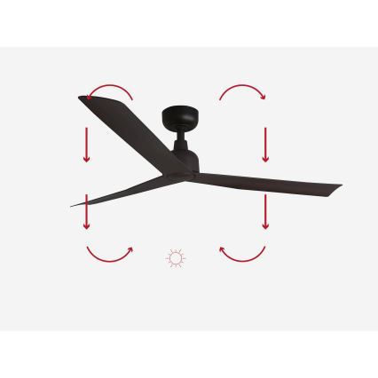 FARO 34275 - Wentylator sufitowy MARINE M brązowy śr. 125 cm IP44 + pilot zdalnego sterowania
