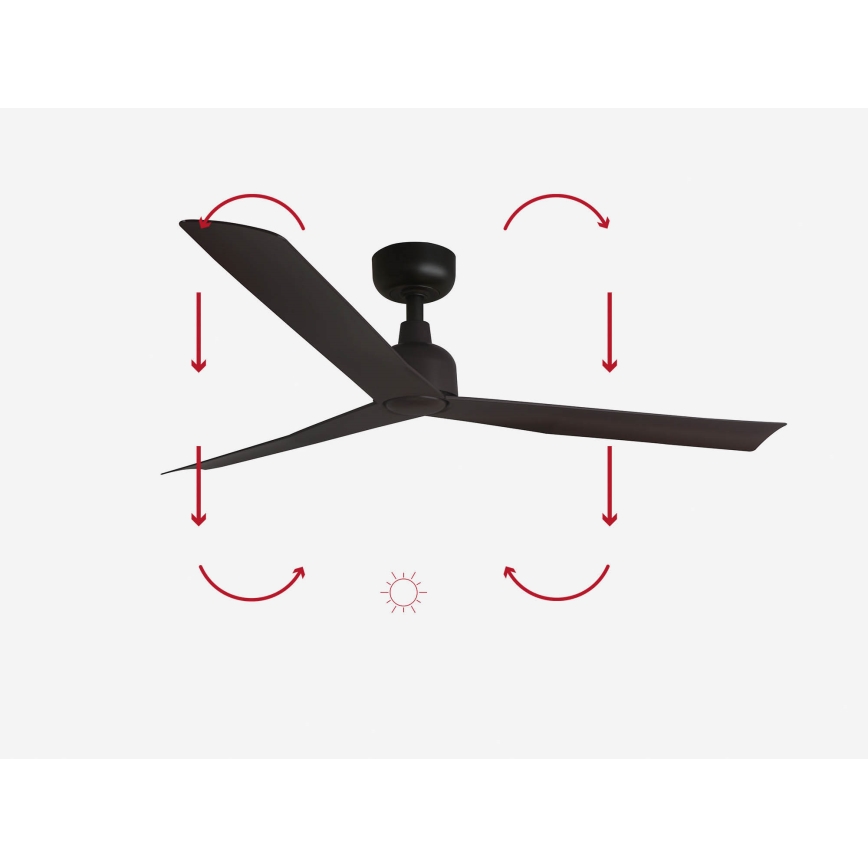 FARO 34275 - Wentylator sufitowy MARINE M brązowy śr. 125 cm IP44 + pilot zdalnego sterowania