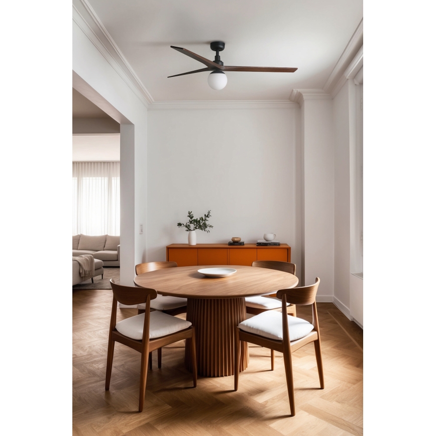 FARO 34276-11L - Wentylator sufitowy KLIM L 1xE27/15W/230V orzech/czarny śr. 150 cm + zdalne sterowanie