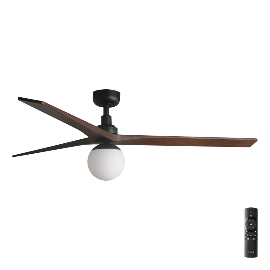 FARO 34276-11L - Wentylator sufitowy KLIM L 1xE27/15W/230V orzech/czarny śr. 150 cm + zdalne sterowanie