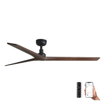 FARO 34276WP - Wentylator sufitowy KLIM L drewno/czarny śr. 150 cm SMART + pilot