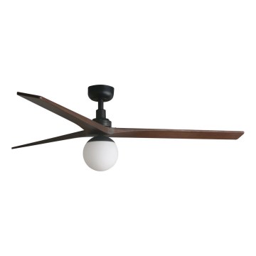 FARO 34276WT-11L - Wentylator sufitowy KLIM L 1xE27/15W/230V drewno/czarny śr. 150 cm Wi-Fi Tuya + pilot zdalnego sterowania