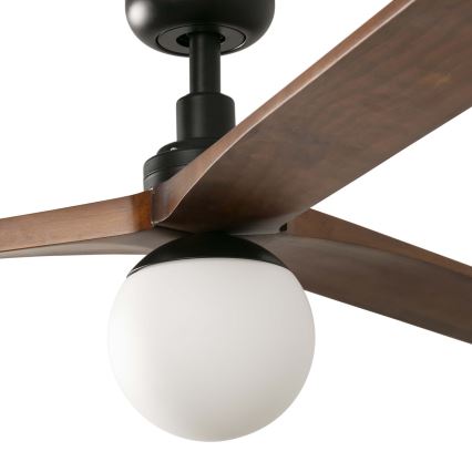 FARO 34276WT-11L - Wentylator sufitowy KLIM L 1xE27/15W/230V drewno/czarny śr. 150 cm Wi-Fi Tuya + pilot zdalnego sterowania