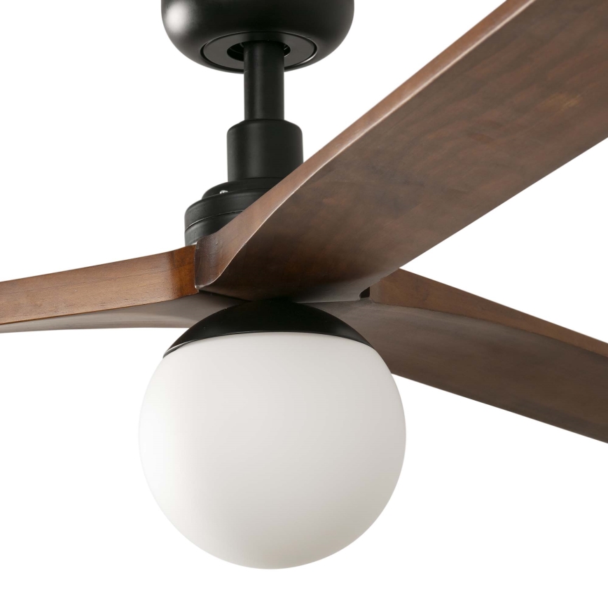 FARO 34276WT-11L - Wentylator sufitowy KLIM L 1xE27/15W/230V drewno/czarny śr. 150 cm Wi-Fi Tuya + pilot zdalnego sterowania