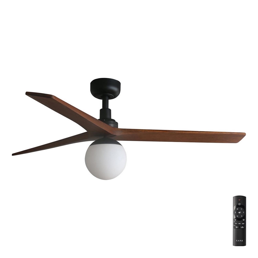 FARO 34277-11L - Wentylator sufitowy KLIM M 1xE27/15W/230V drewno/czarny śr. 125 cm + zdalne sterowanie
