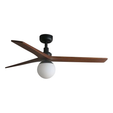 FARO 34277WT-11L - Wentylator sufitowy KLIM M 1xE27/15W/230V drewno/czarny śr. 125 cm Wi-Fi Tuya + pilot zdalnego sterowania