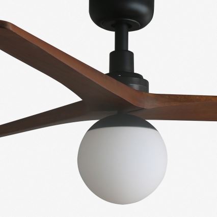 FARO 34277WT-11L - Wentylator sufitowy KLIM M 1xE27/15W/230V drewno/czarny śr. 125 cm Wi-Fi Tuya + pilot zdalnego sterowania