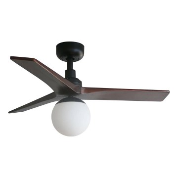 FARO 34278WT-11L - Wentylator sufitowy KLIM S 1xE27/15W/230V drewno/czarny śr. 92,5 cm Wi-Fi Tuya + pilot zdalnego sterowania