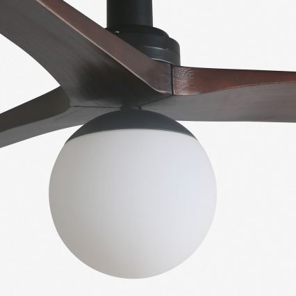 FARO 34278WT-11L - Wentylator sufitowy KLIM S 1xE27/15W/230V drewno/czarny śr. 92,5 cm Wi-Fi Tuya + pilot zdalnego sterowania