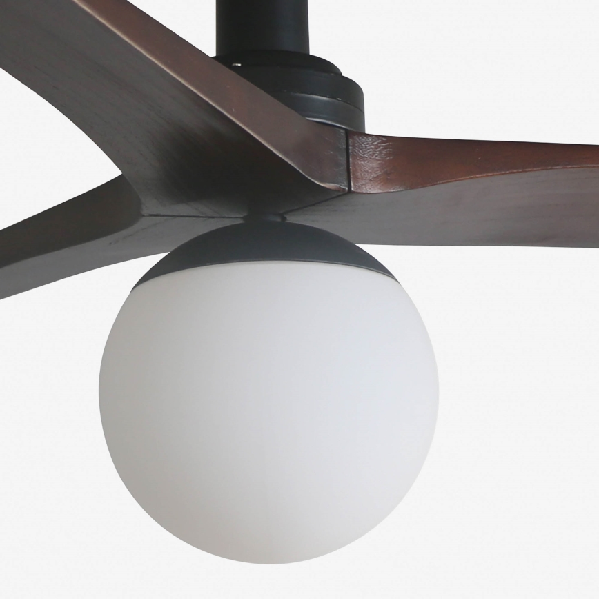 FARO 34278WT-11L - Wentylator sufitowy KLIM S 1xE27/15W/230V drewno/czarny śr. 92,5 cm Wi-Fi Tuya + pilot zdalnego sterowania