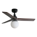 FARO 34278WT-11L - Wentylator sufitowy KLIM S 1xE27/15W/230V orzech/czarny śr. 92,5 cm Wi-Fi Tuya + pilot zdalnego sterowania