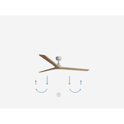 FARO 34279WP - Wentylator sufitowy KLIM L dąb/biały śr. 150 cm SMART + zdalne sterowanie