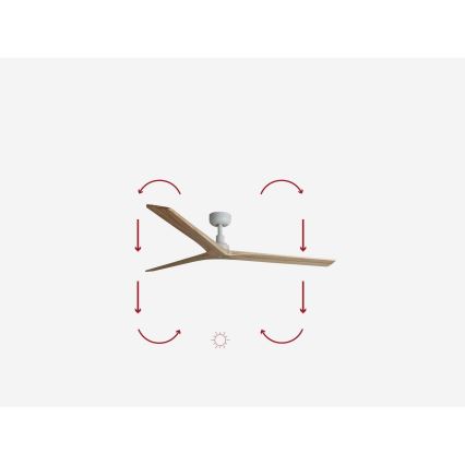 FARO 34279WP - Wentylator sufitowy KLIM L dąb/biały śr. 150 cm SMART + zdalne sterowanie