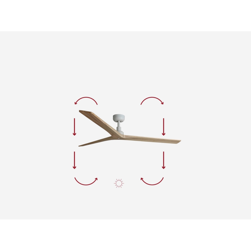 FARO 34279WP - Wentylator sufitowy KLIM L dąb/biały śr. 150 cm SMART + zdalne sterowanie