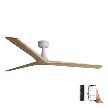FARO 34279WP - Wentylator sufitowy KLIM L dąb/biały śr. 150 cm SMART + zdalne sterowanie