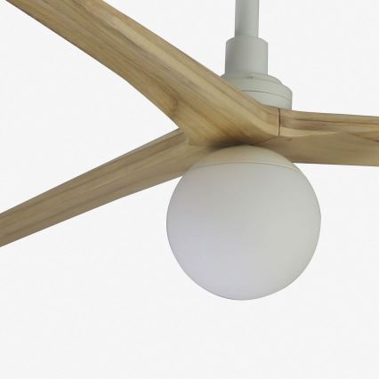 FARO 34279WT-11L - Wentylator sufitowy KLIM L 1xE27/15W/230V dąb/biały śr. 150 cm Wi-Fi Tuya + zdalne sterowanie