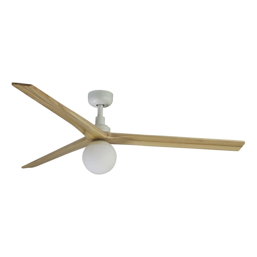 FARO 34279WT-11L - Wentylator sufitowy KLIM L 1xE27/15W/230V dąb/biały śr. 150 cm Wi-Fi Tuya + zdalne sterowanie
