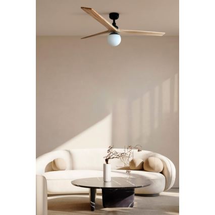 FARO 34279WT-11L - Wentylator sufitowy KLIM L 1xE27/15W/230V drewno/biały śr. 150 cm Wi-Fi Tuya + pilot zdalnego sterowania