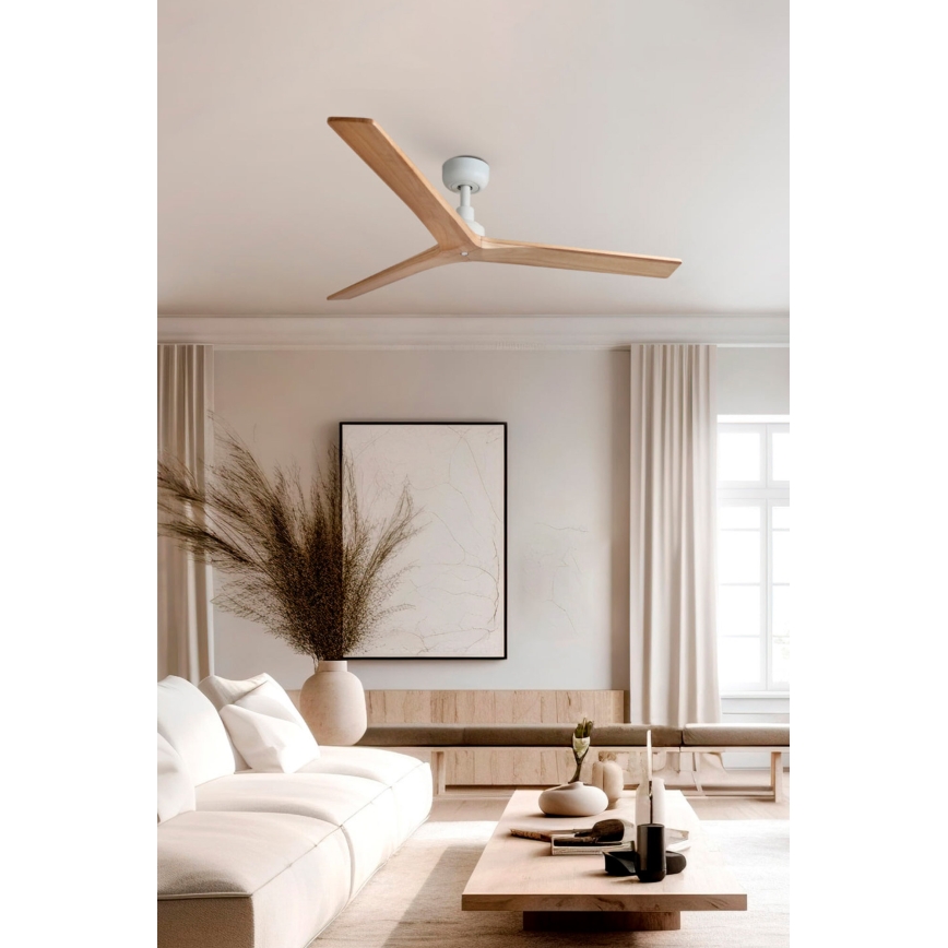 FARO 34280 - Wentylator sufitowy KLIM M brązowy/biały śr. 125 cm + pilot zdalnego sterowania