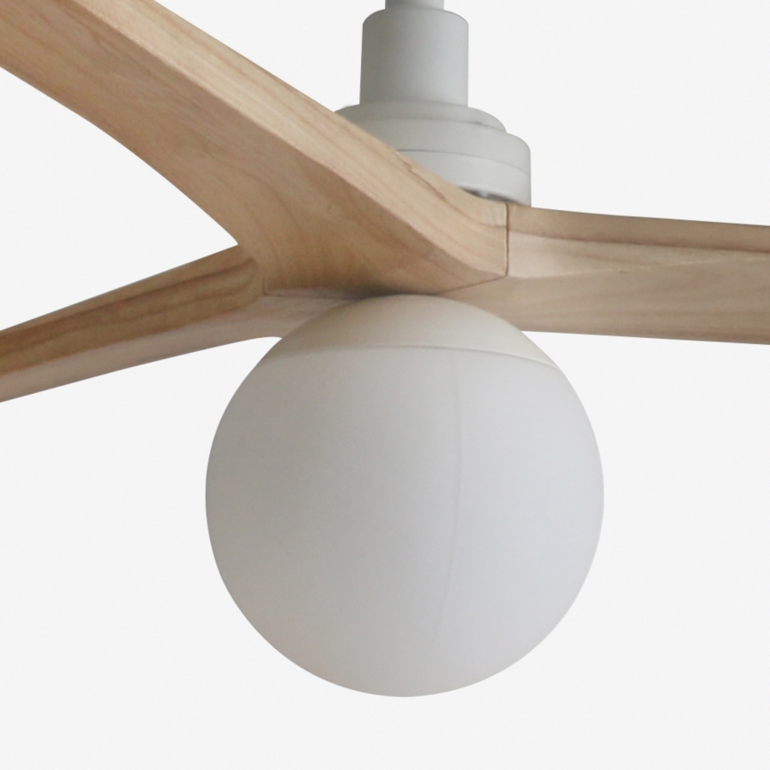 FARO 34280WT-11L - Wentylator sufitowy KLIM M 1xE27/15W/230V drewno/biały śr. 125 cm Wi-Fi Tuya + pilot zdalnego sterowania