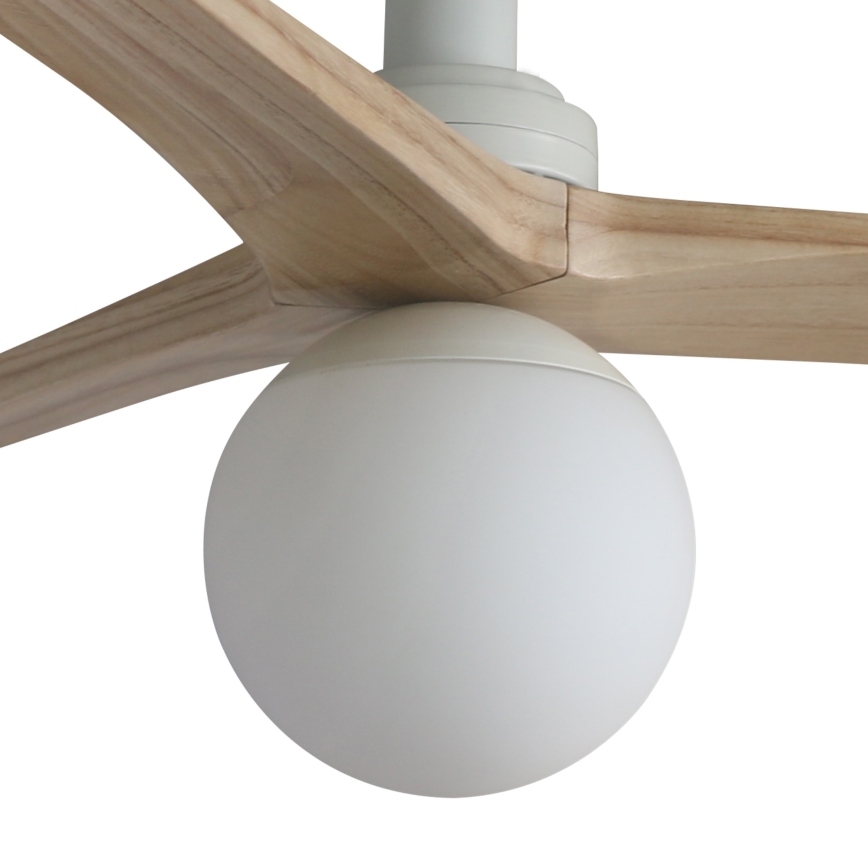 FARO 34281WT-11L - Wentylator sufitowy KLIM S 1xE27/15W/230V drewno/biały śr. 92,5 cm Wi-Fi Tuya + pilot zdalnego sterowania