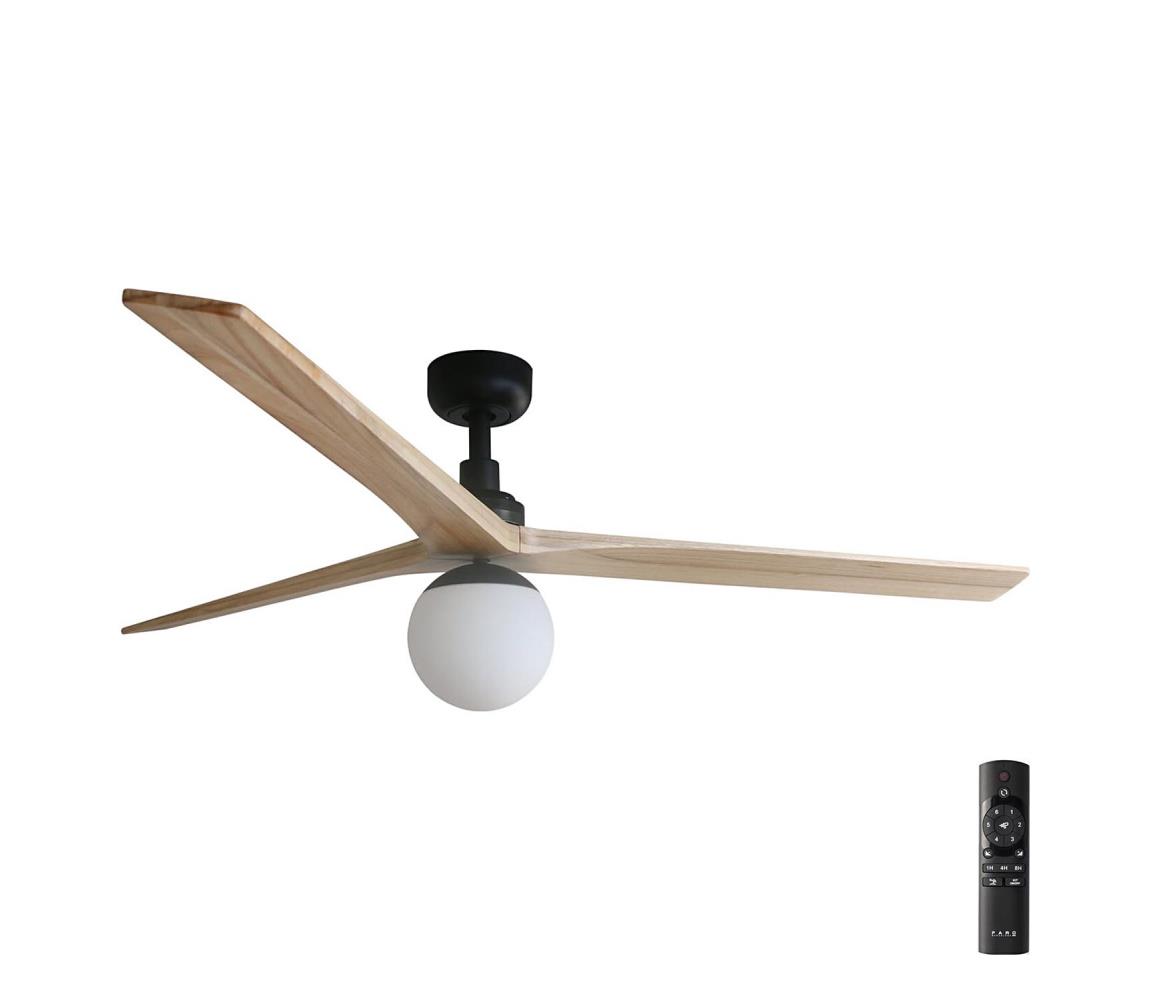 FARO 34282-11L - Wentylator sufitowy KLIM L 1xE27/15W/230V drewno/czarny +pilot