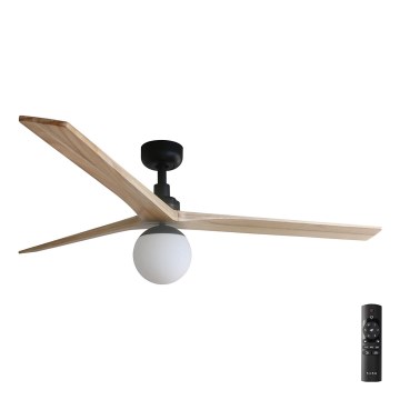 FARO 34282-11L - Wentylator sufitowy KLIM L 1xE27/15W/230V drewno/czarny śr. 150 cm + zdalne sterowanie