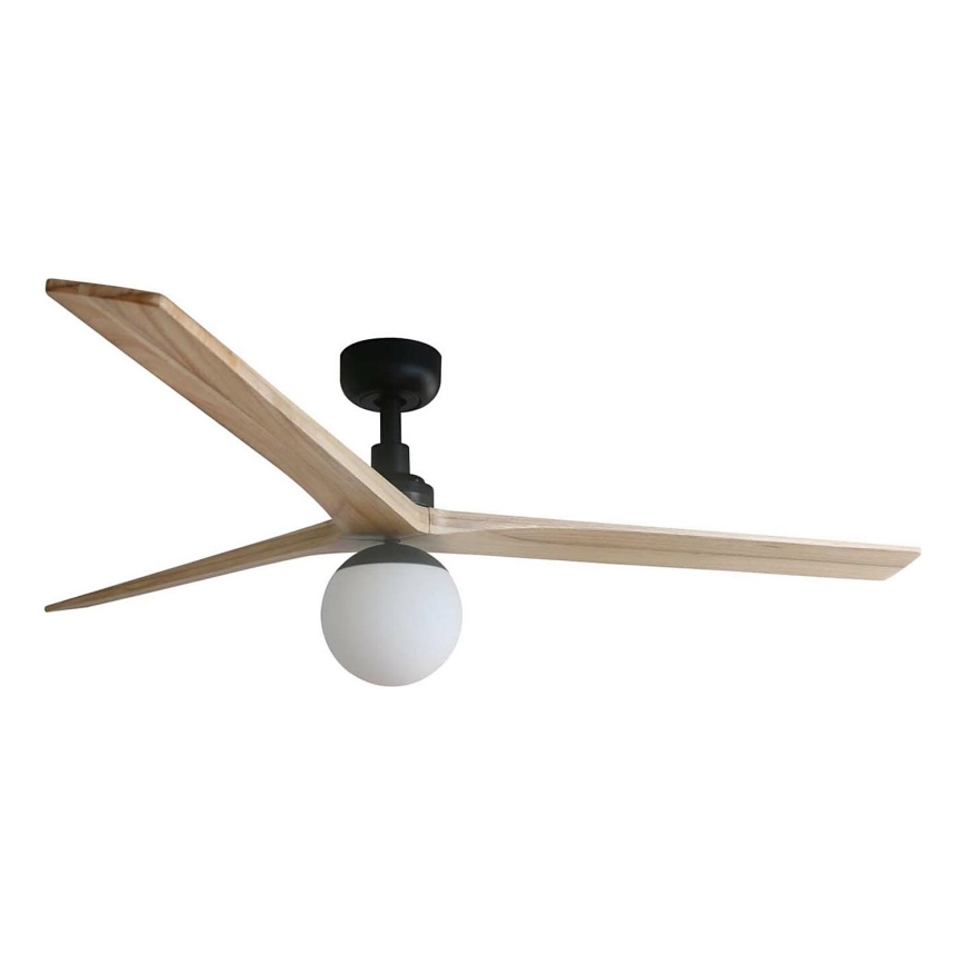 FARO 34282WT-11L - Wentylator sufitowy KLIM L 1xE27/15W/230V drewno/czarny śr. 150 cm Wi-Fi Tuya + pilot zdalnego sterowania