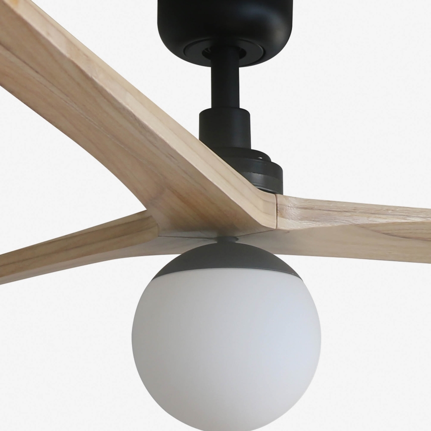 FARO 34282WT-11L - Wentylator sufitowy KLIM L 1xE27/15W/230V drewno/czarny śr. 150 cm Wi-Fi Tuya + pilot zdalnego sterowania