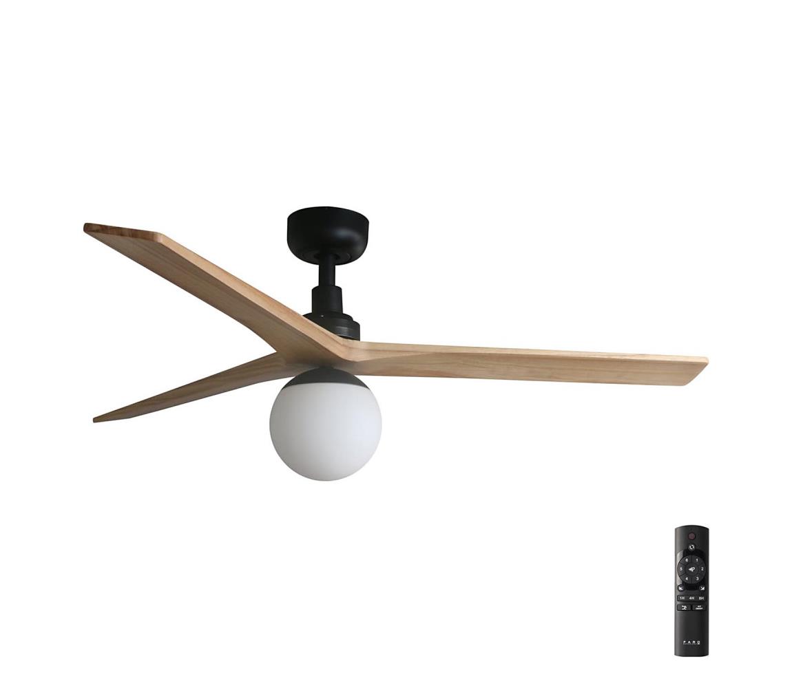 FARO 34283-11L - Wentylator sufitowy KLIM M 1xE27/15W/230V drewno/czarny +pilot