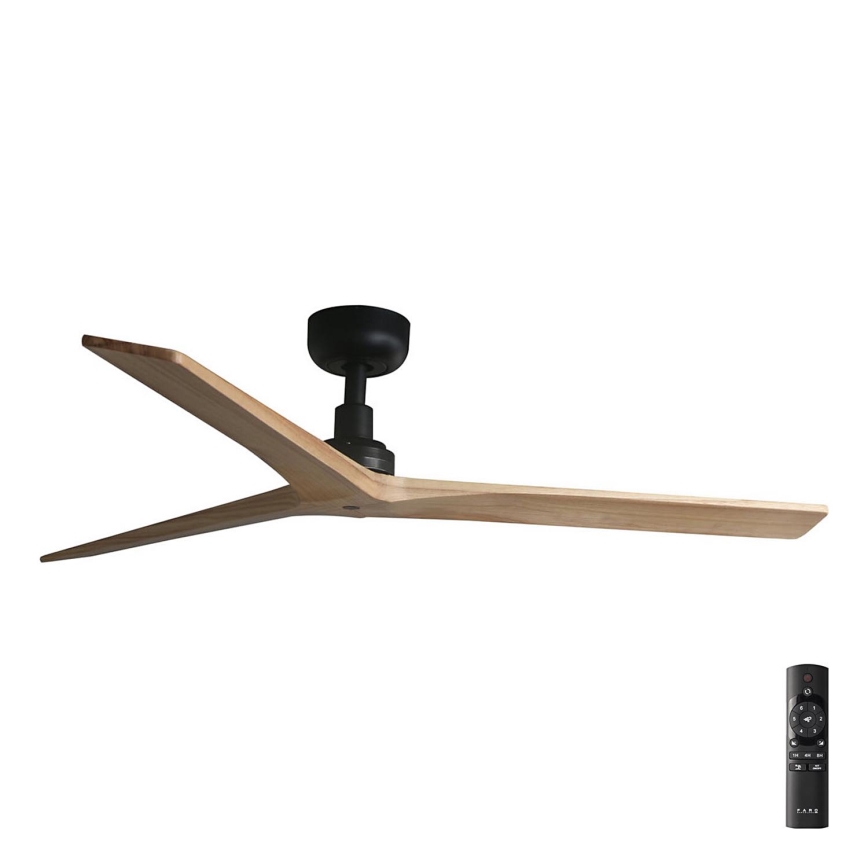 FARO 34283 - Wentylator sufitowy KLIM M sosna/czarny śr. 125 cm + zdalne sterowanie