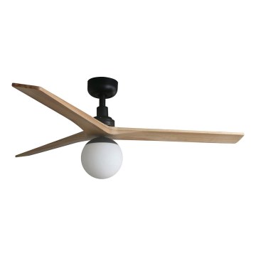 FARO 34283WT-11L - Wentylator sufitowy KLIM M 1xE27/15W/230V drewno/czarny śr. 125 cm Wi-Fi Tuya + pilot zdalnego sterowania