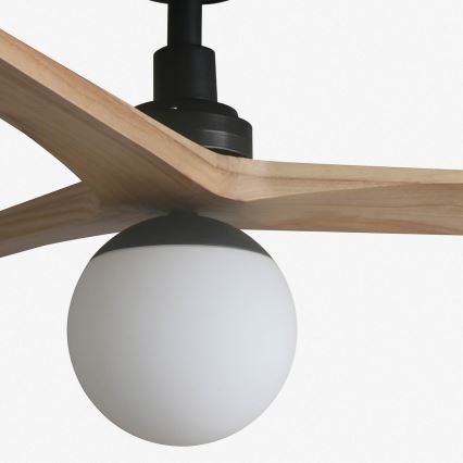 FARO 34283WT-11L - Wentylator sufitowy KLIM M 1xE27/15W/230V drewno/czarny śr. 125 cm Wi-Fi Tuya + pilot zdalnego sterowania