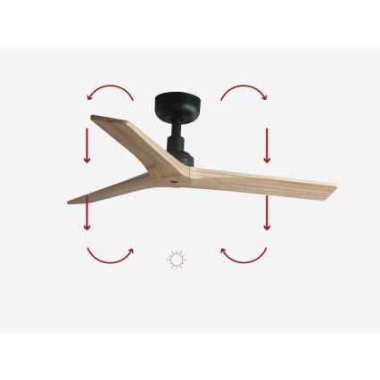 FARO 34284 - Wentylator sufitowy KLIM S sosna/czarny śr. 92,5 cm + zdalne sterowanie